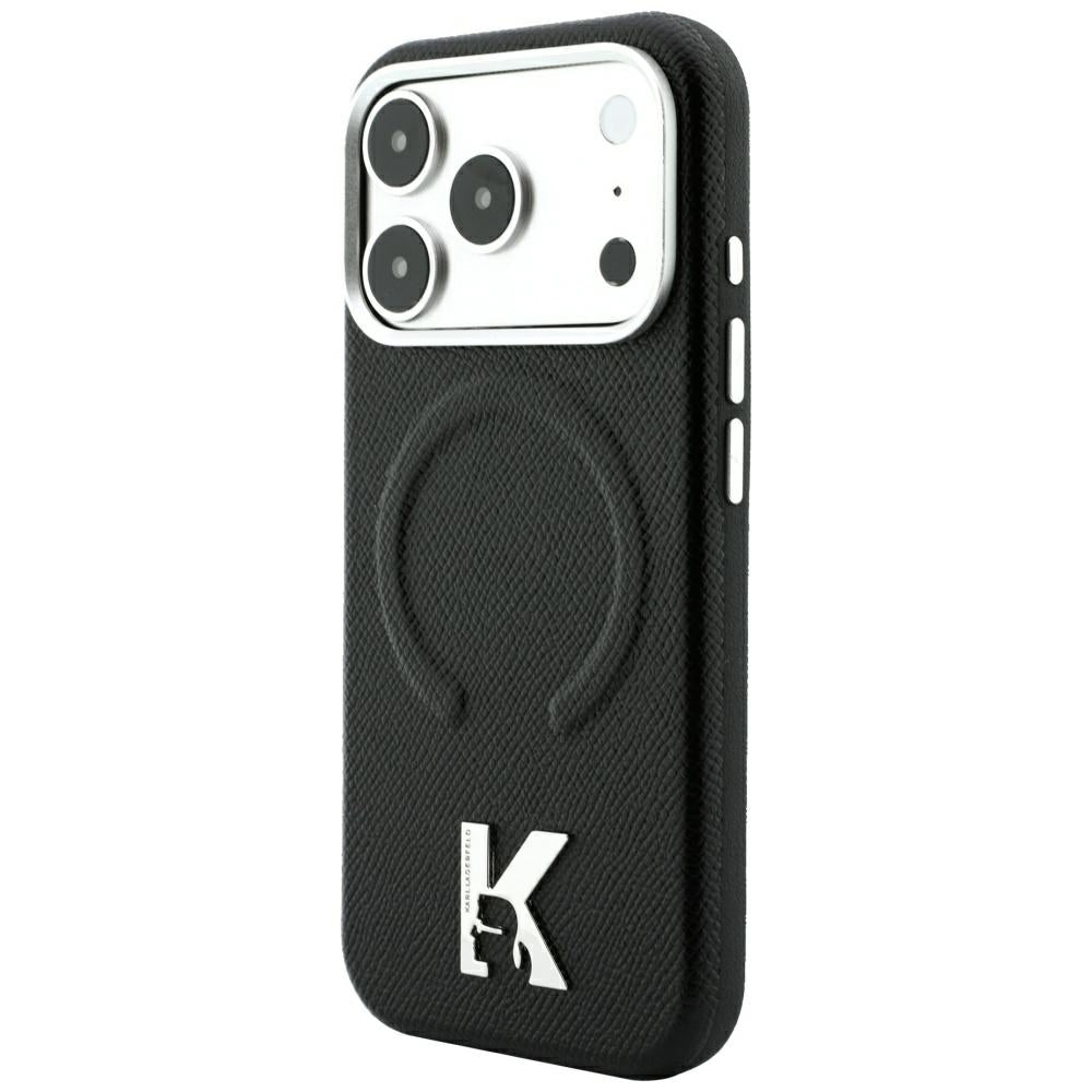 Dėklas Karl Lagerfeld Grained Embossed Ring & Kameo Logo MagSafe telefonams iPhone 18 Pro / 17 Pro - Juoda -- iPhone 18...