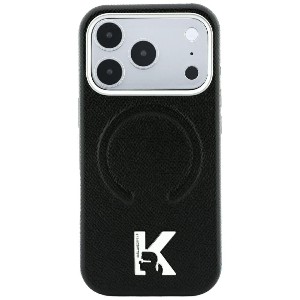 Dėklas Karl Lagerfeld Grained Embossed Ring & Kameo Logo MagSafe telefonams iPhone 18 Pro / 17 Pro - Juoda -- iPhone 18...
