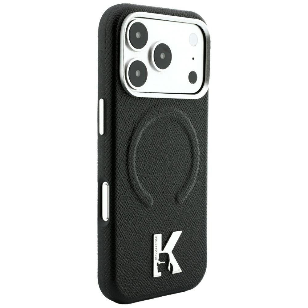 Dėklas Karl Lagerfeld Grained Embossed Ring & Kameo Logo MagSafe telefonams iPhone 18 Pro / 17 Pro - Juoda -- iPhone 18...