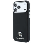 Dėklas Karl Lagerfeld Grained Karl Head Metal MagSafe telefonams iPhone 18 Pro / 17 Pro - Juoda -- iPhone 18 Pro / iPhone...