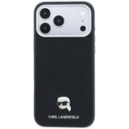 Dėklas Karl Lagerfeld Grained Karl Head Metal MagSafe telefonams iPhone 18 Pro / 17 Pro - Juoda -- iPhone 18 Pro / iPhone...