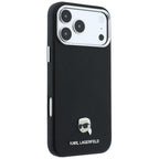 Dėklas Karl Lagerfeld Grained Karl Head Metal MagSafe telefonams iPhone 18 Pro / 17 Pro - Juoda -- iPhone 18 Pro / iPhone...