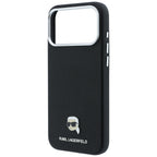Dėklas Karl Lagerfeld Grained Karl Head Metal MagSafe telefonams iPhone 18 Pro / 17 Pro - Juoda -- iPhone 18 Pro / iPhone...