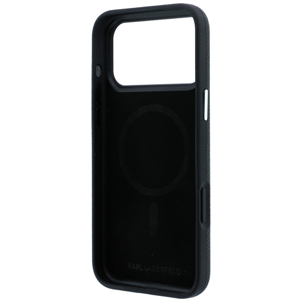 Dėklas Karl Lagerfeld Grained Karl Head Metal MagSafe telefonams iPhone 18 Pro / 17 Pro - Juoda -- iPhone 18 Pro / iPhone...