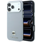 Dėklas Karl Lagerfeld Grained Karl Head Metal MagSafe telefonams iPhone 18 Pro / 17 Pro - Pilka -- iPhone 18 Pro / iPhone...