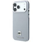 Dėklas Karl Lagerfeld Grained Karl Head Metal MagSafe telefonams iPhone 18 Pro / 17 Pro - Pilka -- iPhone 18 Pro / iPhone...