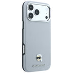 Dėklas Karl Lagerfeld Grained Karl Head Metal MagSafe telefonams iPhone 18 Pro / 17 Pro - Pilka -- iPhone 18 Pro / iPhone...