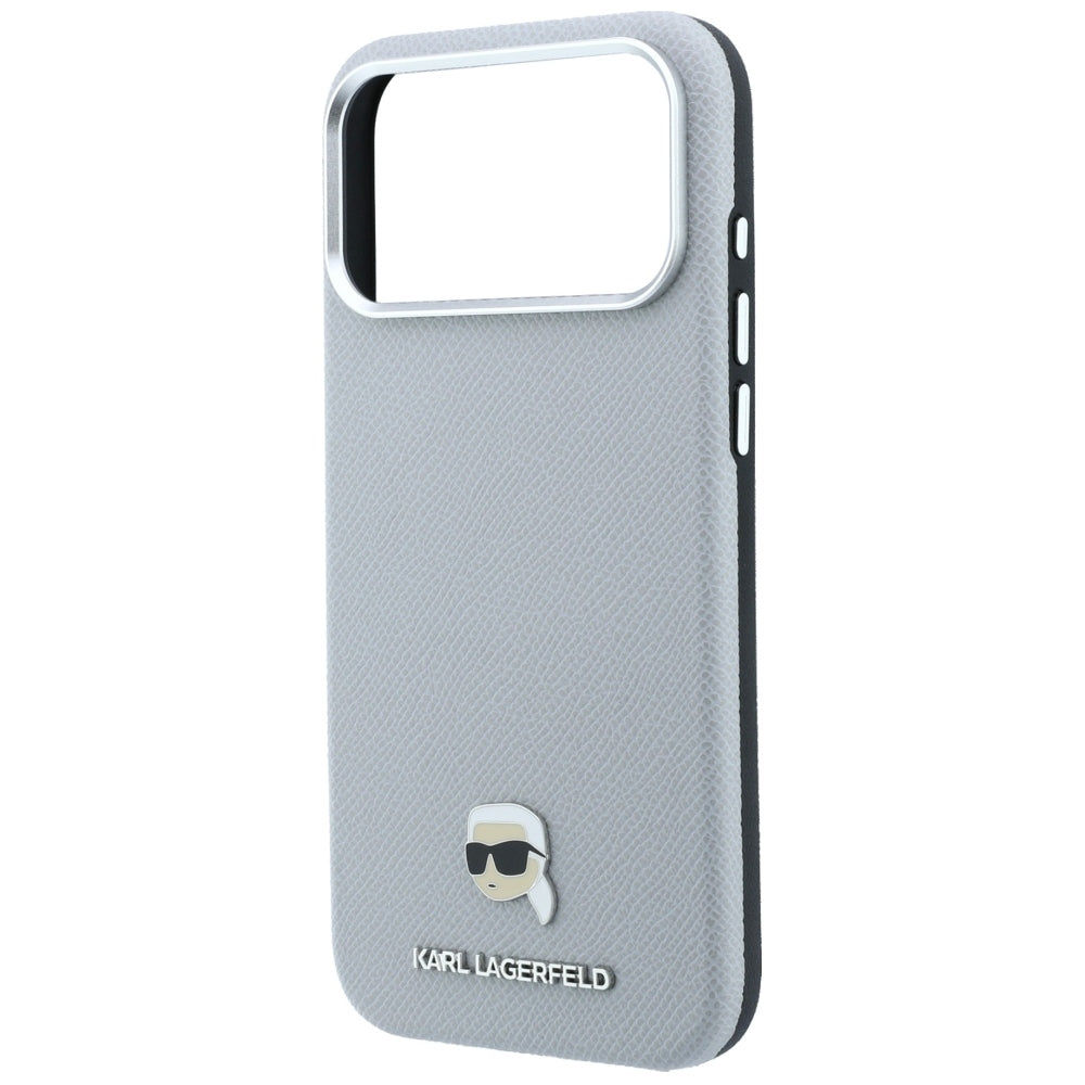 Dėklas Karl Lagerfeld Grained Karl Head Metal MagSafe telefonams iPhone 18 Pro / 17 Pro - Pilka -- iPhone 18 Pro / iPhone...