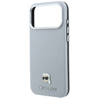 Dėklas Karl Lagerfeld Grained Karl Head Metal MagSafe telefonams iPhone 18 Pro / 17 Pro - Pilka -- iPhone 18 Pro / iPhone...