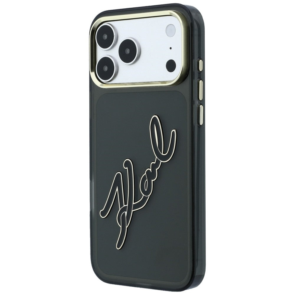 Dėklas Karl Lagerfeld IML Big Signature Resin Metal Frame telefonui iPhone 18 Pro / 17 Pro - juodas -- iPhone 18 Pro /...