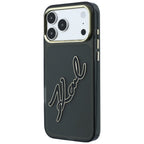 Dėklas Karl Lagerfeld IML Big Signature Resin Metal Frame telefonui iPhone 18 Pro / 17 Pro - juodas -- iPhone 18 Pro /...