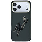 Dėklas Karl Lagerfeld IML Big Signature Resin Metal Frame telefonui iPhone 18 Pro / 17 Pro - juodas -- iPhone 18 Pro /...