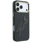 Dėklas Karl Lagerfeld IML Big Signature Resin Metal Frame telefonui iPhone 18 Pro / 17 Pro - juodas -- iPhone 18 Pro /...