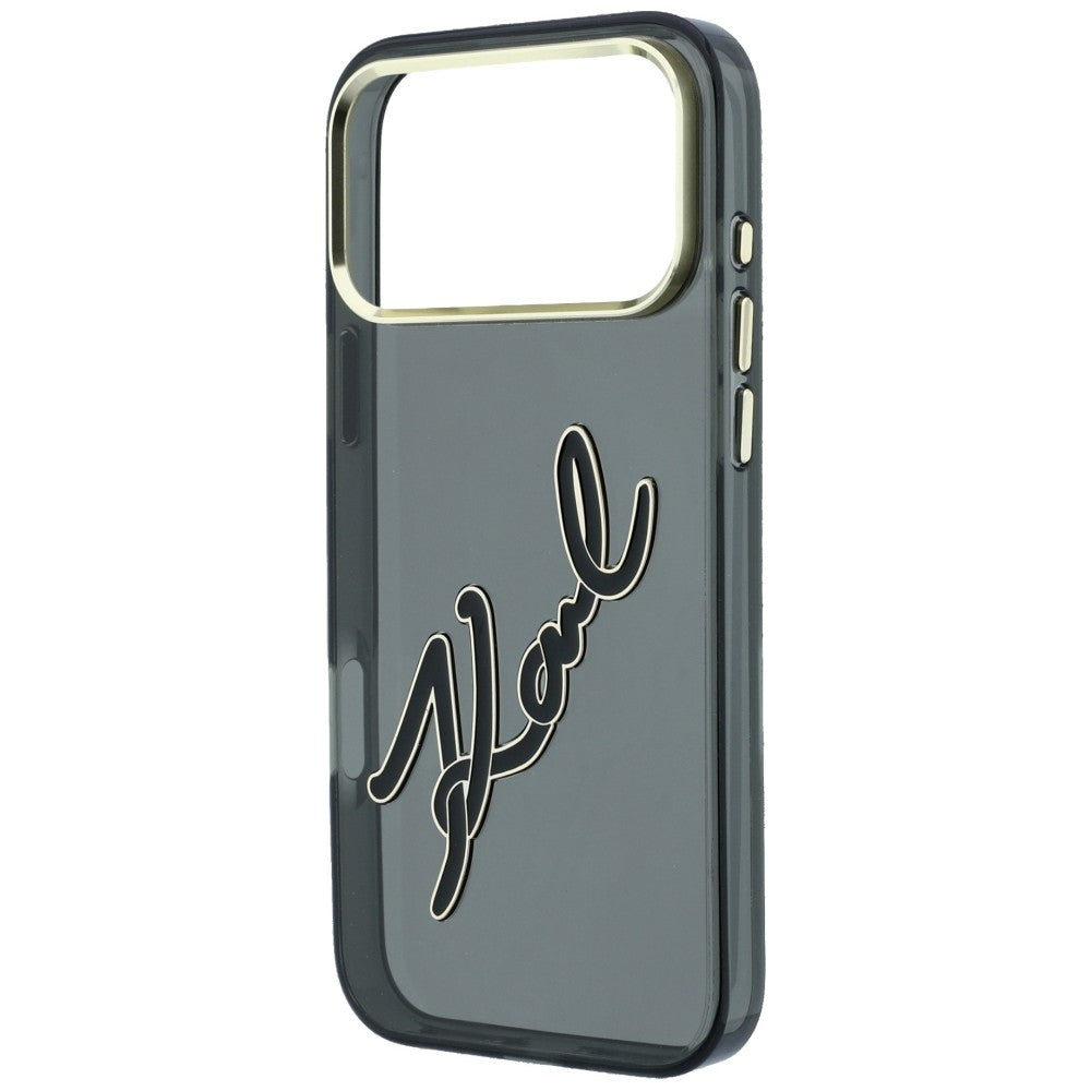 Dėklas Karl Lagerfeld IML Big Signature Resin Metal Frame telefonui iPhone 18 Pro Max / 17 Pro Max - juodas -- iPhone 18...