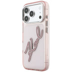Dėklas Karl Lagerfeld IML Big Signature Resin Metal Frame telefonui iPhone 18 Pro Max / 17 Pro Max - rožinis -- iPhone 18...