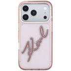 Dėklas Karl Lagerfeld IML Big Signature Resin Metal Frame telefonui iPhone 18 Pro Max / 17 Pro Max - rožinis -- iPhone 18...
