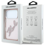 Dėklas Karl Lagerfeld IML Big Signature Resin Metal Frame telefonui iPhone 18 Pro Max / 17 Pro Max - rožinis -- iPhone 18...