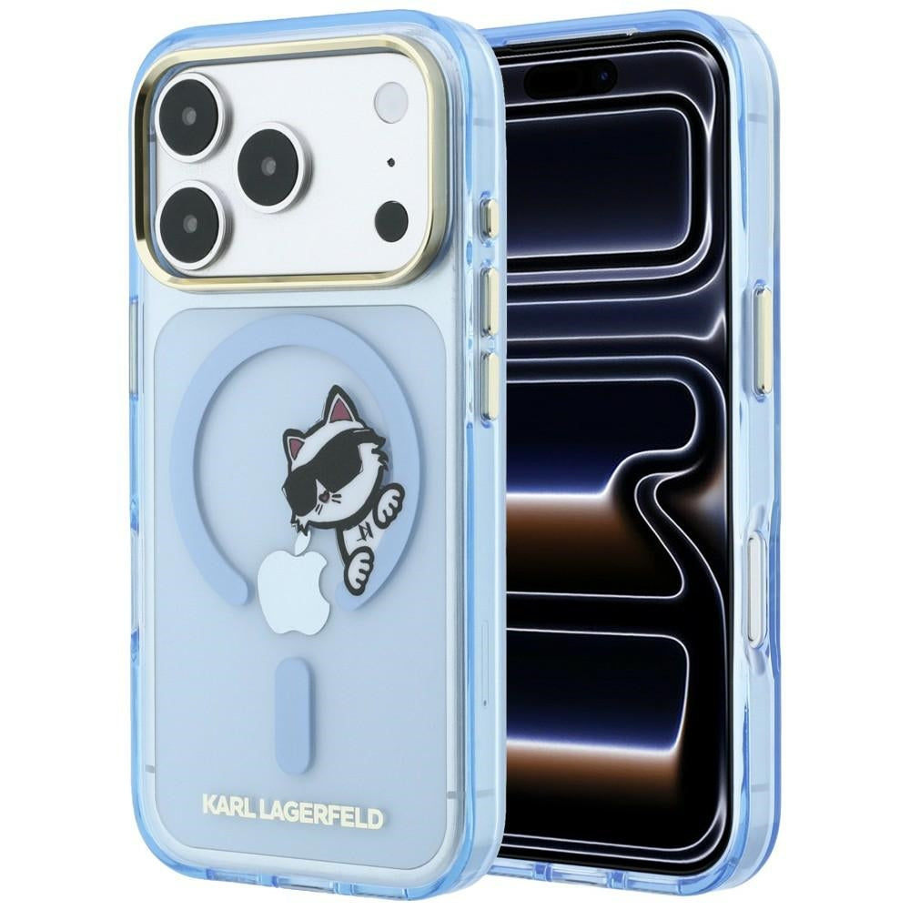Dėklas Karl Lagerfeld Peekaboo Logo MagSafe telefonui iPhone 18 Pro / 17 Pro - šviesiai mėlynas -- iPhone 18 Pro / iPhone...