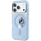 Dėklas Karl Lagerfeld Peekaboo Logo MagSafe telefonui iPhone 18 Pro / 17 Pro - šviesiai mėlynas -- iPhone 18 Pro / iPhone...