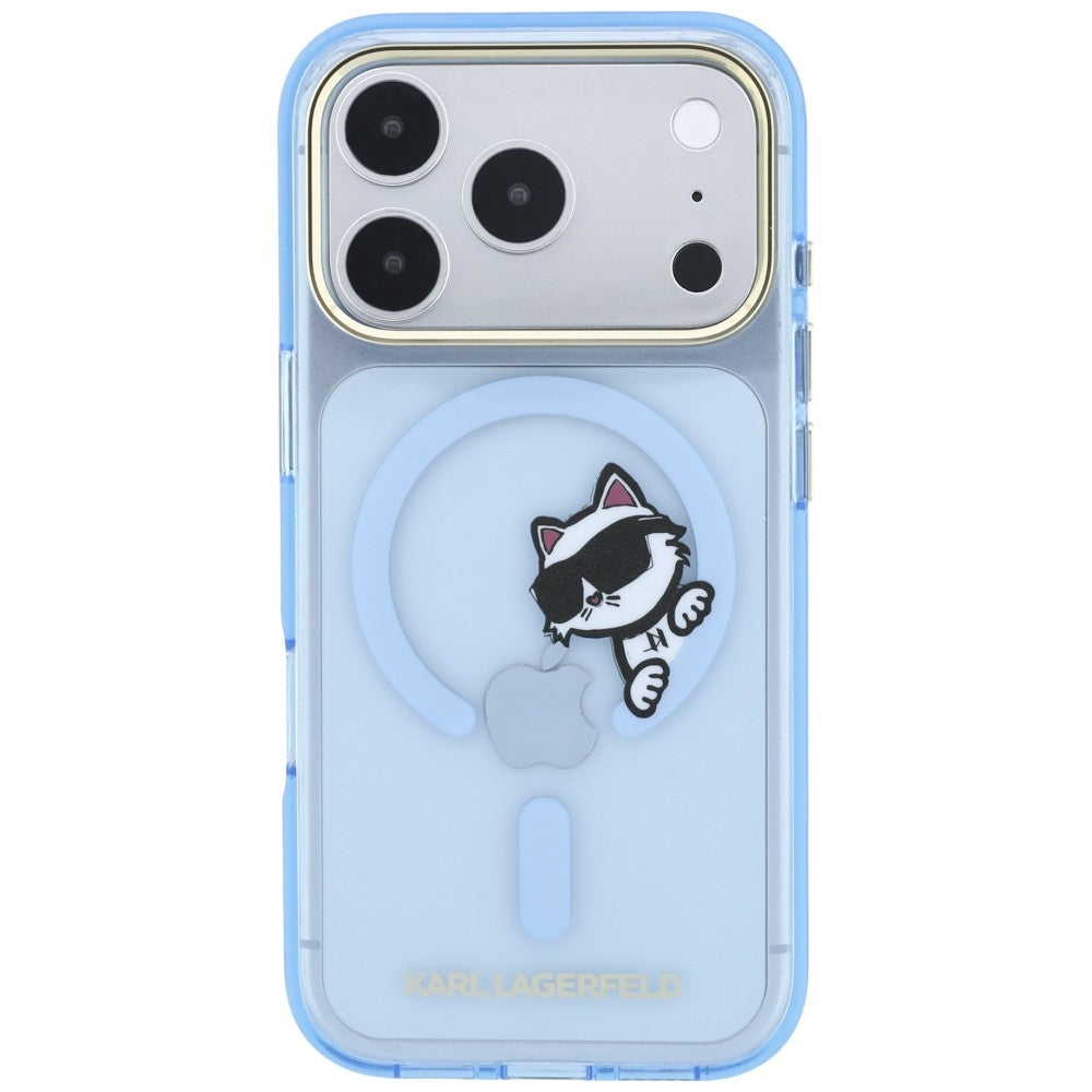 Dėklas Karl Lagerfeld Peekaboo Logo MagSafe telefonui iPhone 18 Pro / 17 Pro - šviesiai mėlynas -- iPhone 18 Pro / iPhone...