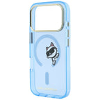Dėklas Karl Lagerfeld Peekaboo Logo MagSafe telefonui iPhone 18 Pro / 17 Pro - šviesiai mėlynas -- iPhone 18 Pro / iPhone...