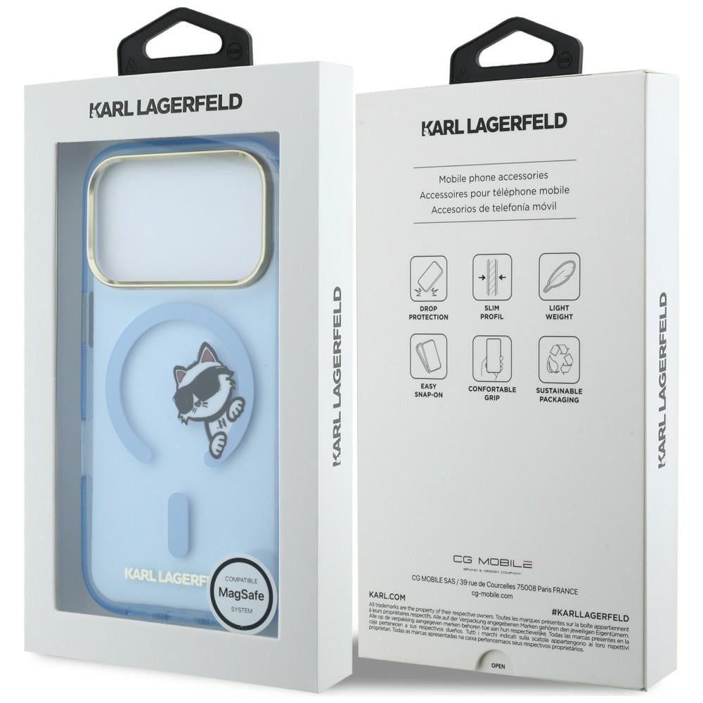 Dėklas Karl Lagerfeld Peekaboo Logo MagSafe telefonui iPhone 18 Pro / 17 Pro - šviesiai mėlynas -- iPhone 18 Pro / iPhone...