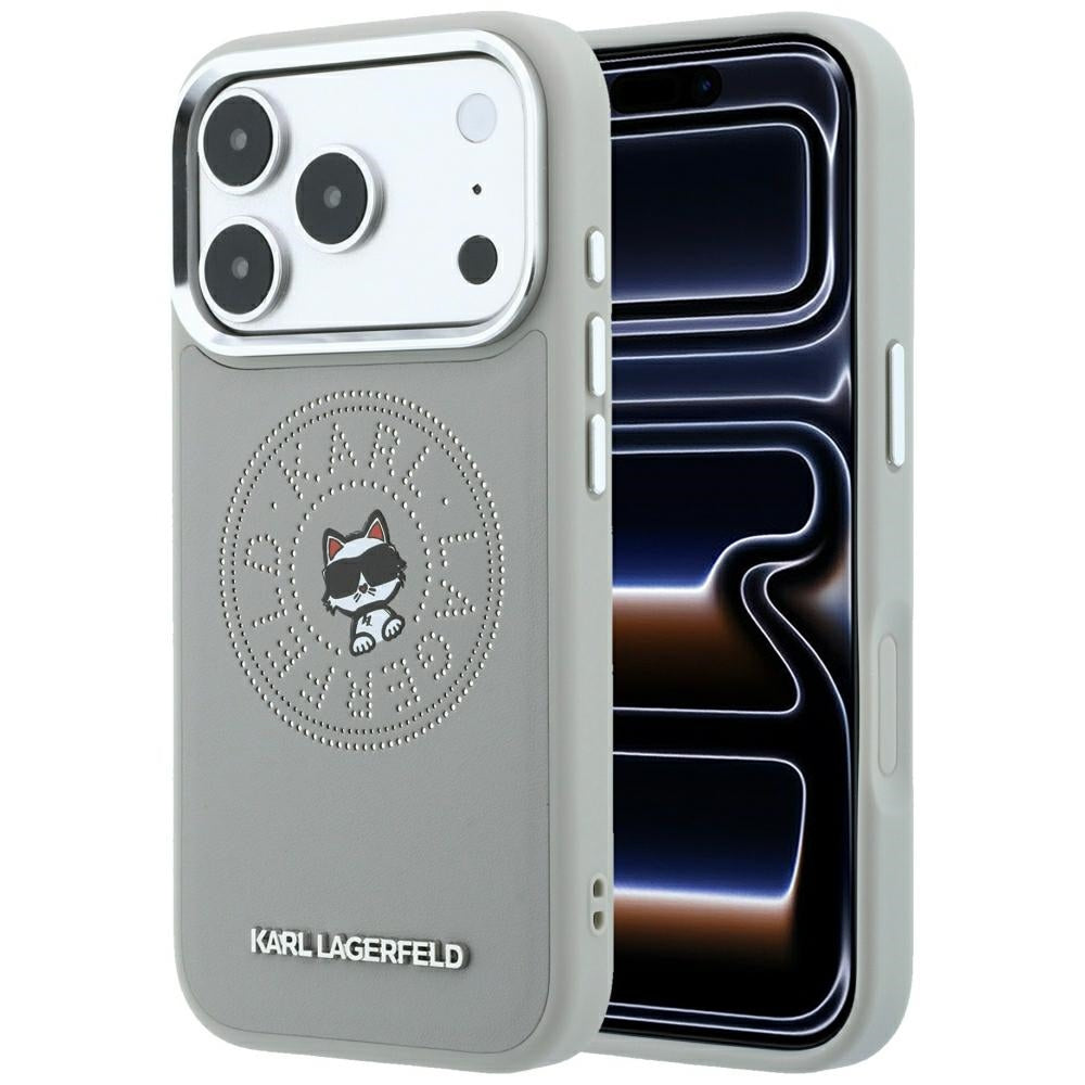 Dėklas Karl Lagerfeld Point & Choupette Sketch MagSafe skirtas iPhone 18 Pro / 17 Pro - Pilkas -- iPhone 18 Pro / iPhone...