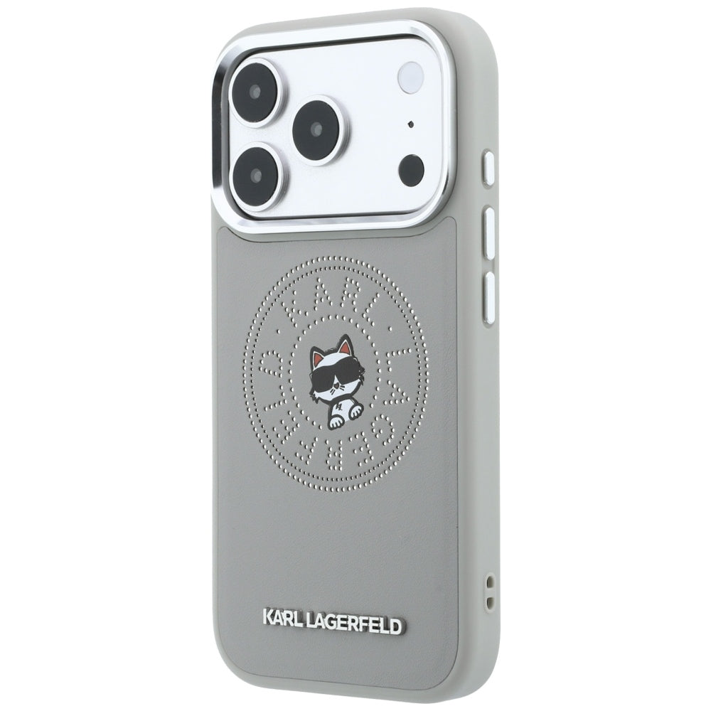 Dėklas Karl Lagerfeld Point & Choupette Sketch MagSafe skirtas iPhone 18 Pro / 17 Pro - Pilkas -- iPhone 18 Pro / iPhone...