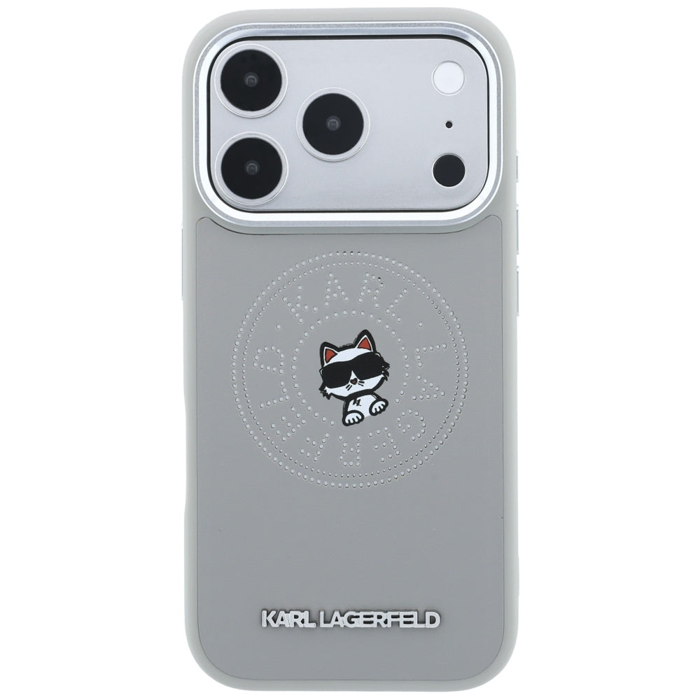Dėklas Karl Lagerfeld Point & Choupette Sketch MagSafe skirtas iPhone 18 Pro / 17 Pro - Pilkas -- iPhone 18 Pro / iPhone...