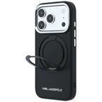 Dėklas Karl Lagerfeld Ring Stand 360 Saffiano Classic Logo MagSafe, skirtas iPhone 18 Pro Max / 17 Pro Max - juodas --...