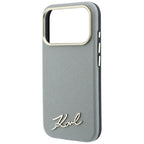Dėklas Karl Lagerfeld Saffiano Small Script Metal Logo MagSafe skirtas iPhone 18 Pro / 17 Pro - Smėlinis -- iPhone 18 Pro...
