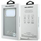 Dėklas Karl Lagerfeld Saffiano Small Script Metal Logo MagSafe skirtas iPhone 18 Pro / 17 Pro - Smėlinis -- iPhone 18 Pro...