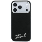 Dėklas Karl Lagerfeld Saffiano Small Script Metal Logo MagSafe skirtas iPhone 18 Pro / 17 Pro - Juodas -- iPhone 18 Pro /...