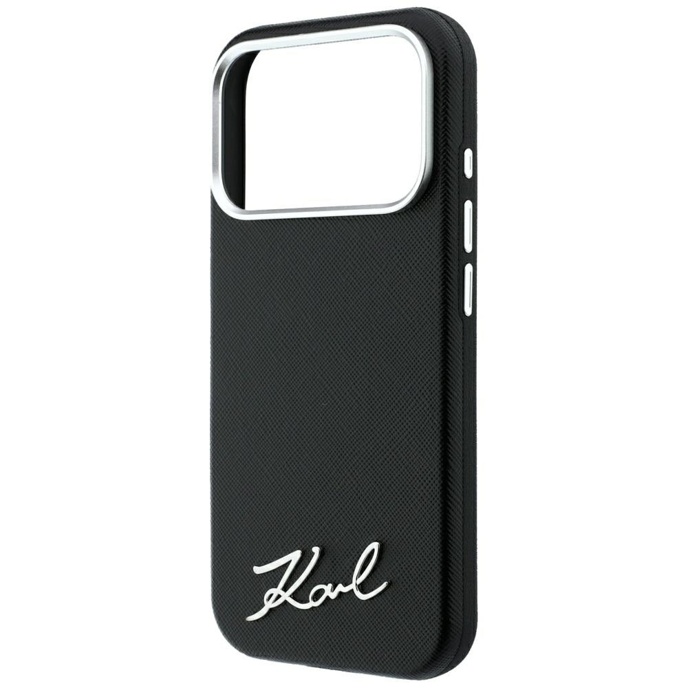 Dėklas Karl Lagerfeld Saffiano Small Script Metal Logo MagSafe skirtas iPhone 18 Pro / 17 Pro - Juodas -- iPhone 18 Pro /...