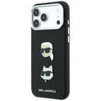 Dėklas Karl Lagerfeld Saffiano su Karl & Choupette Heads Pins & Logo, skirtas iPhone 18 Pro Max / 17 Pro Max - Juodas --...