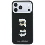 Dėklas Karl Lagerfeld Saffiano su Karl & Choupette Heads Pins & Logo, skirtas iPhone 18 Pro Max / 17 Pro Max - Juodas --...