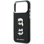 Dėklas Karl Lagerfeld Saffiano su Karl & Choupette Heads Pins & Logo, skirtas iPhone 18 Pro Max / 17 Pro Max - Juodas --...