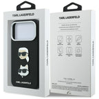 Dėklas Karl Lagerfeld Saffiano su Karl & Choupette Heads Pins & Logo, skirtas iPhone 18 Pro Max / 17 Pro Max - Juodas --...