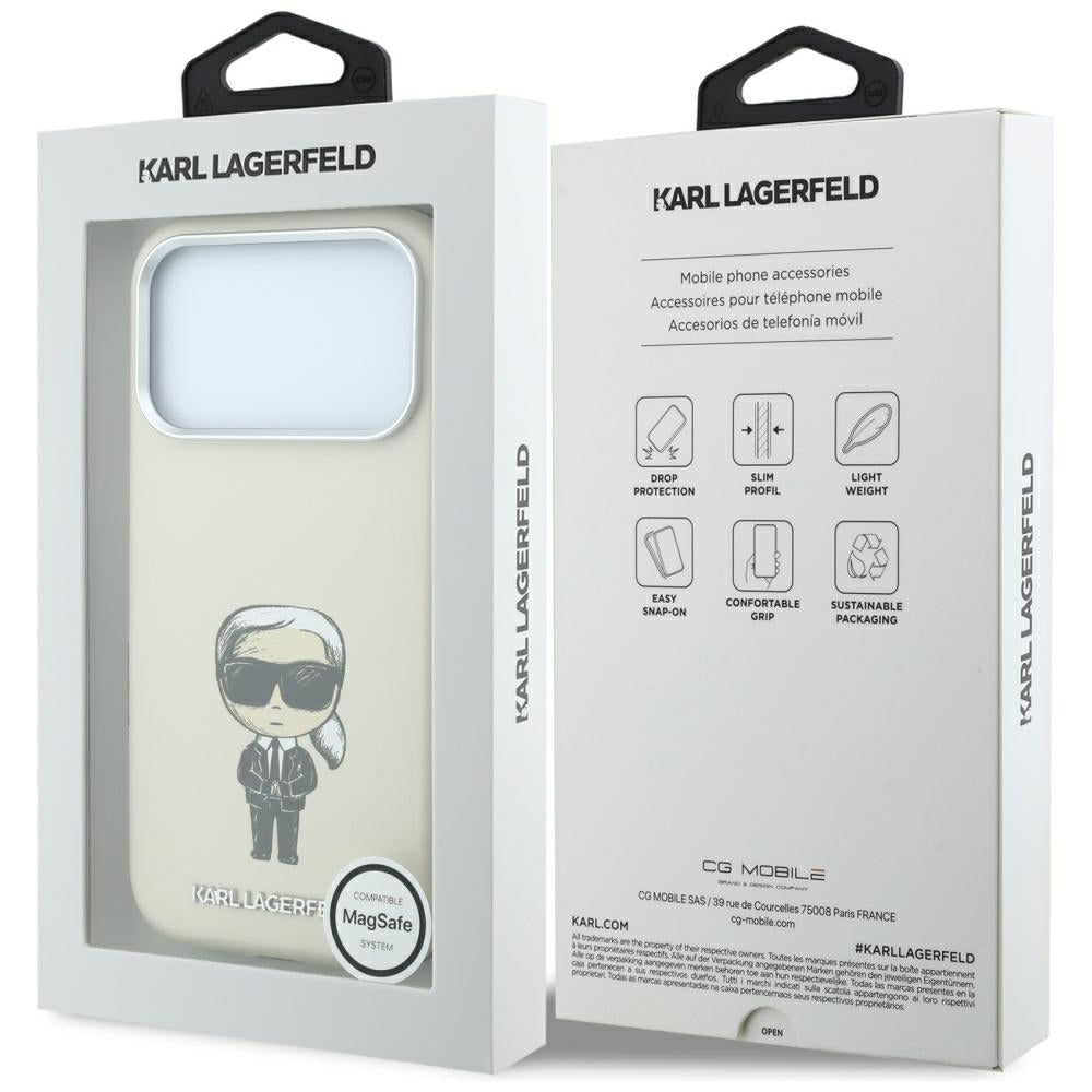 Dėklas Karl Lagerfeld Smooth Ikonik Sketch MagSafe, skirtas iPhone 18 Pro Max / 17 Pro Max - Smėlio -- iPhone 18 Pro Max...