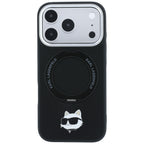 Karl Lagerfeld dėklas su 360 žiedo stovu Choupette galvos smeigtukas MagSafe skirtas iPhone 18 Pro / 17 Pro - juoda --...