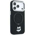 Karl Lagerfeld dėklas su 360 žiedo stovu Choupette galvos smeigtukas MagSafe skirtas iPhone 18 Pro / 17 Pro - juoda --...