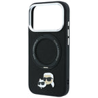 Karl Lagerfeld dėklas su 360 žiedo stovu Karl ir Choupette galvučių smeigtukas MagSafe skirtas iPhone 18 Pro / 17 Pro -...