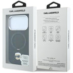 Karl Lagerfeld dėklas su 360 žiediniu stovu ir Karl galvos smeigtuku MagSafe skirtas iPhone 18 Pro / 17 Pro - juodas --...