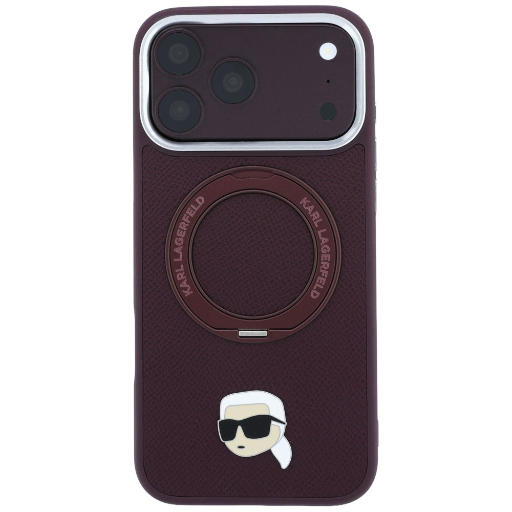 Dėklas Karl Lagerfeld su 360 žiediniu stovu ir Karl galvos smeigtuku MagSafe, skirtas iPhone 18 Pro Max / 17 Pro Max -...