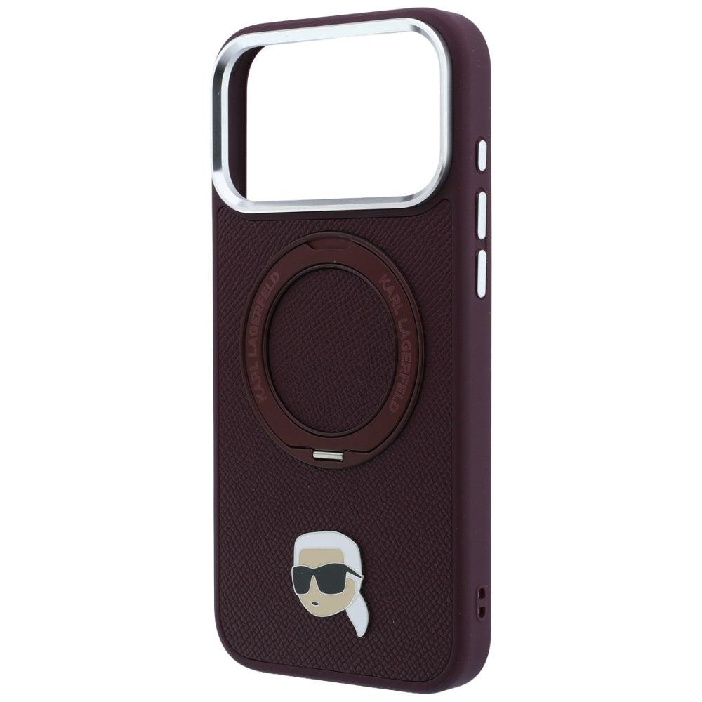 Dėklas Karl Lagerfeld su 360 žiediniu stovu ir Karl galvos smeigtuku MagSafe, skirtas iPhone 18 Pro Max / 17 Pro Max -...