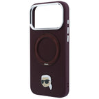 Dėklas Karl Lagerfeld su 360 žiediniu stovu ir Karl galvos smeigtuku MagSafe, skirtas iPhone 18 Pro Max / 17 Pro Max -...