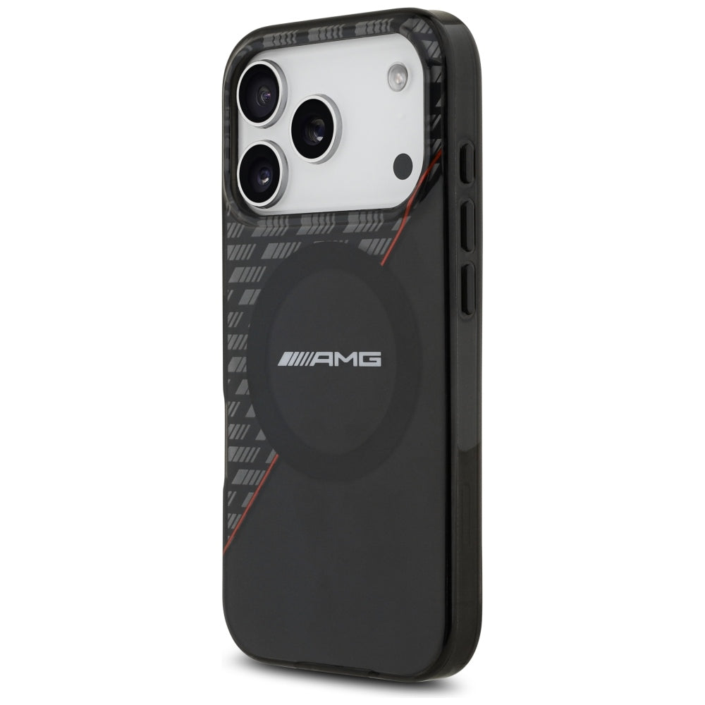 Dėklas AMG IML Double Layer Rhombs MagSafe telefonui iPhone 18 Pro / 17 Pro - juodas ir raudonas -- iPhone 18 Pro /...