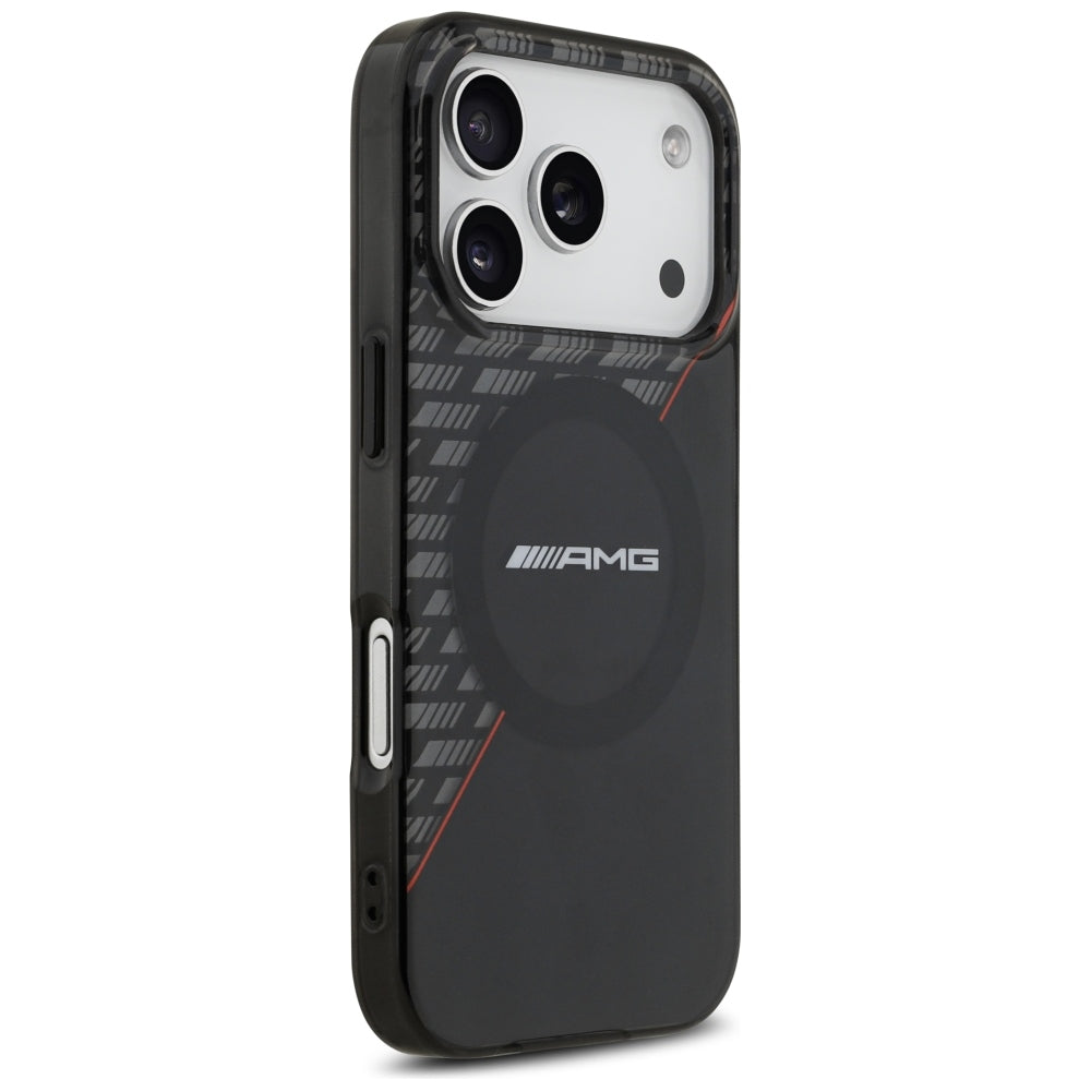 Dėklas AMG IML Double Layer Rhombs MagSafe telefonui iPhone 18 Pro / 17 Pro - juodas ir raudonas -- iPhone 18 Pro /...
