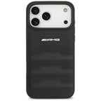 Dėklas Mercedes AMG Leather Debossed Lines Logo, skirtas iPhone 18 Pro Max / 17 Pro Max - Juodas -- iPhone 18 Pro Max /...