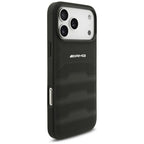 Dėklas Mercedes AMG Leather Debossed Lines Logo, skirtas iPhone 18 Pro Max / 17 Pro Max - Juodas -- iPhone 18 Pro Max /...